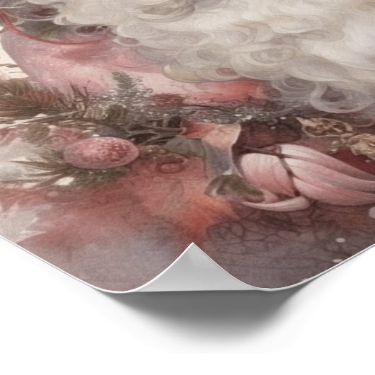 Schwarzes Weihnachtsportrait: Weiche Pinks und erd Poster (Ecke)