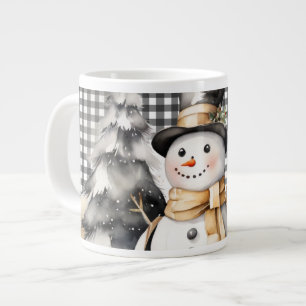 Schwarzes Weihnachtsschneedesign Jumbo-Tasse