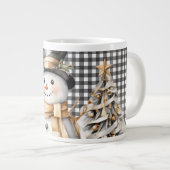 Schwarzes Weihnachtsschneedesign Jumbo-Tasse (Vorderseite Rechts)