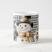 Schwarzes Weihnachtsschneedesign Jumbo-Tasse (Vorderseite)