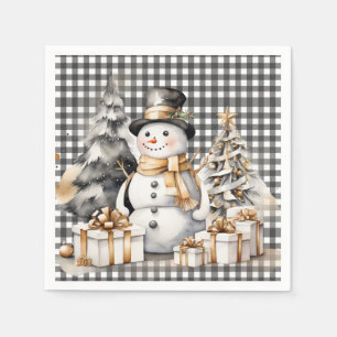 Schwarzes Weihnachtsschneedesign Serviette
