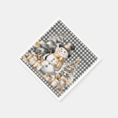 Schwarzes Weihnachtsschneedesign Serviette (Ecke)