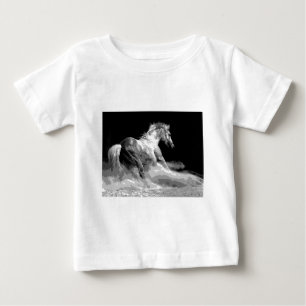 Schwarzes & Weiß Pferd in Aktion Baby T-shirt