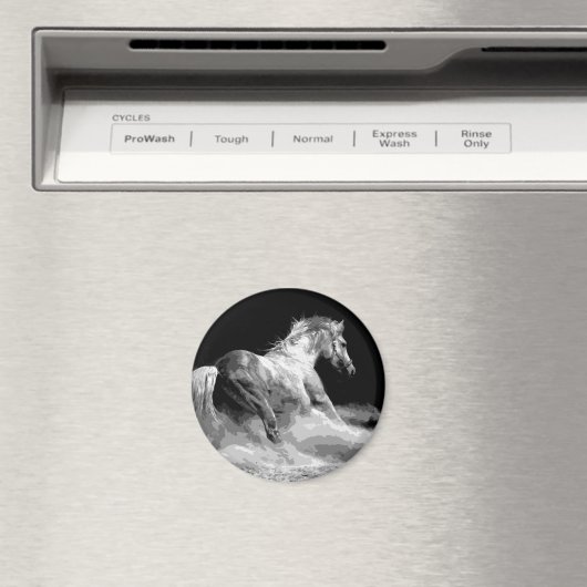 Schwarzes & Weiß Pferd in Aktion Magnet (In Situ (Geschirrspüler))