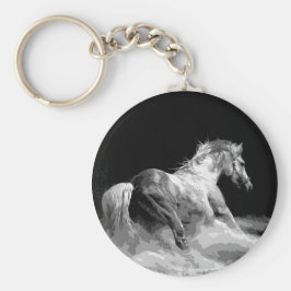 Schwarzes & Weiß Pferd in Aktion Schlüsselanhänger
