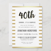 Schwarzes, Weiß u. Goldüberraschungs-40. Einladung (Vorderseite)