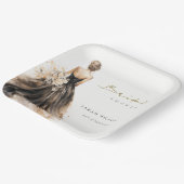 Schwarzes Weiß Wasserfarbe Hochzeitskleid Brautpar Pappteller (Gewinkelt)