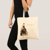 Schwarzes Weiß Wasserfarbe Hochzeitskleid Brautpar Tragetasche (Vorderseite (Produkt))