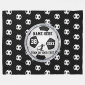 Schwarzes, weiße personalisierte Fußball-Geschenke Fleecedecke (Vorderseite (Horizontal))