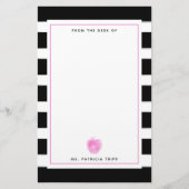 Schwarzes + Weißer Streifen-Rosa-Apple-Lehrer Briefpapier (Vorderseite)