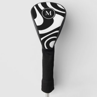 Schwarzes weißes abstraktes Design mit individuell Golf Headcover