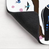 Schwarzes/weißes/blaues Dala Volkspferd, Mousepad (Ecke)
