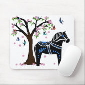Schwarzes/weißes/blaues Dala Volkspferd, Mousepad (Mit Mouse)