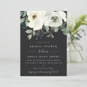 SCHWARZES, WEISSES, BLUMENFARBENES BRAUTPARTY EINLADUNG (Stehend Vorderseite)
