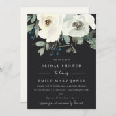 SCHWARZES, WEISSES, BLUMENFARBENES BRAUTPARTY EINLADUNG (Vorne/Hinten)