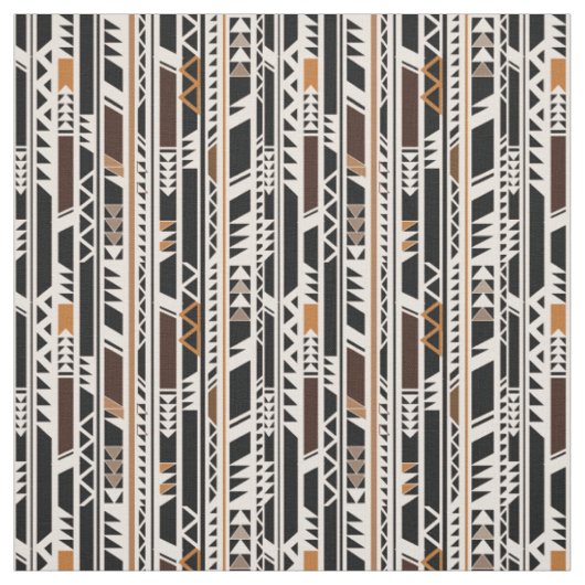 Schwarzes, weißes braunes Stammes- Muster Stoff (Muster)