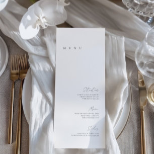 Schwarzes & Weißes Elegantes Minimalistisches Hoch Menükarte