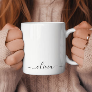 Schwarzes weißes girly Schriftzug Monogramm Name M Kaffeetasse