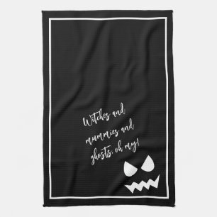 Schwarzes & Weißes Gruseliges Halloween-Geister-Ge Geschirrtuch