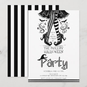 Schwarzes & Weißes Halloween-Party Einladung