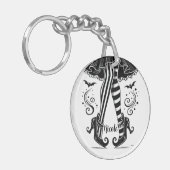 Schwarzes & Weißes Halloween-Party Schlüsselanhänger (Vorderseite links)