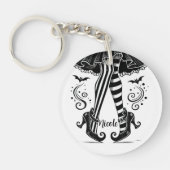 Schwarzes & Weißes Halloween-Party Schlüsselanhänger (Vorderseite)