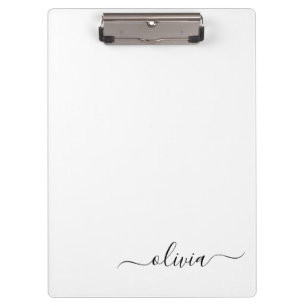 Schwarzes weißes modernes Skript girly Monogramm N Klemmbrett