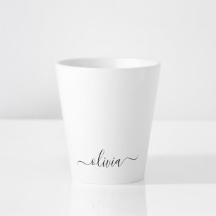 Schwarzes weißes modernes Skript girly Monogramm N Milchtasse