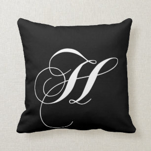 Schwarzes weißes Monogramm H Designer Monogramm Ki Kissen