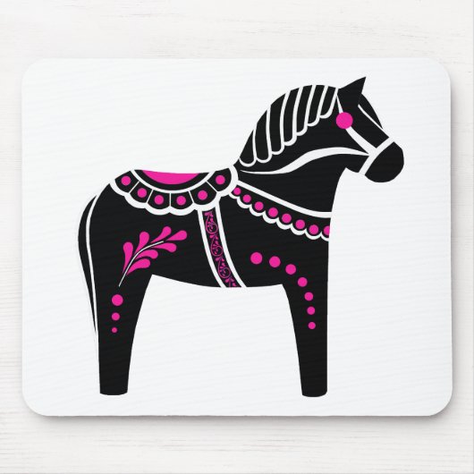 Schwarzes/weißes/rosa Dala Volkspferd, Mousepad (Vorne)