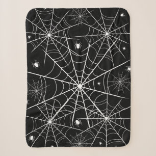 Schwarzes weißes Spinnennetz-Muster Cozy Gothic Sherpadecke