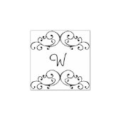 Schwarzes weißes Swirl Monogramm - Gummistempel (Prägung)