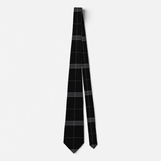 Schwarzes weißes Tartan-Muster Krawatte (Vorderseite)
