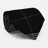Schwarzes weißes Tartan-Muster Krawatte (Gerollt)