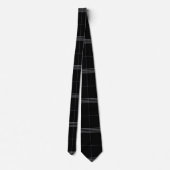 Schwarzes weißes Tartan-Muster Krawatte (Rückseite)