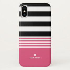 Schwarzes, weißes u. heißes Rosa-gestreiftes Case-Mate iPhone Hülle