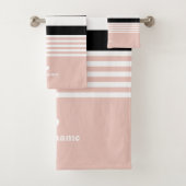 Schwarzes, weißes u. rosa gestreiftes badhandtuch set (Insitu)