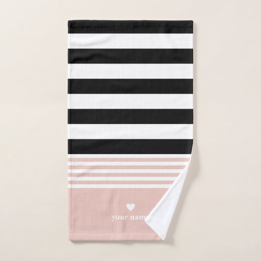 Schwarzes, weißes u. rosa gestreiftes badhandtuch set (Handtuch)