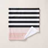 Schwarzes, weißes u. rosa gestreiftes badhandtuch set (Waschlappen)