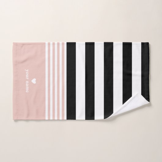 Schwarzes, weißes u. rosa gestreiftes badhandtuch set (Handtuch)