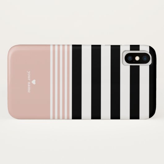 Schwarzes, weißes u. rosa gestreiftes Case-Mate iPhone hülle (Rückseite (Horizontal))