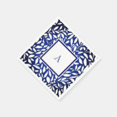 Schwarzes, weißes und blaues Monogramm-Muster Serviette (Ecke)