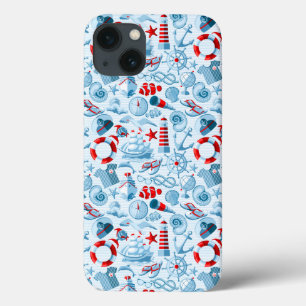 Schwarzes, weißes und blaues Muster Case-Mate iPhone Hülle