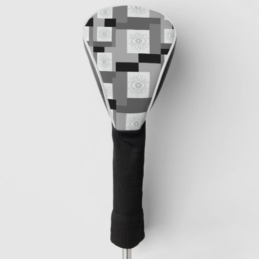 Schwarzes, weißes und graues Grafikdesign Golf Headcover (Vorderseite)