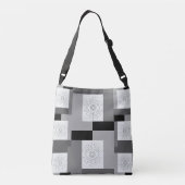 Schwarzes, weißes und graues Grafikdesign Tragetaschen Mit Langen Trägern (Rückseite)