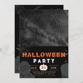 Schwarzes, weißes und graues Spiderweb-Schwarzes H Einladung (Vorne/Hinten)