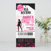 Schwarzes, weißes und rosa Karten-Party Einladung (Stehend Vorderseite)