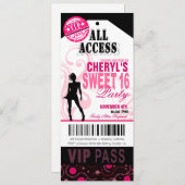 Schwarzes, weißes und rosa Karten-Party Einladung (Vorne/Hinten)