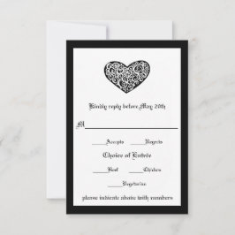 Schwarzes/weißes Wirbles Herz - RSVP-Karte RSVP Karte