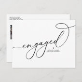 Schwarzes Whimsisches Skript Save the Date Verlobt Ankündigungspostkarte (Vorne/Hinten)